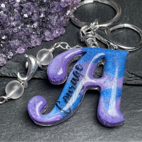 Clear Quartz Purple and Blue
Letter “A” Courage Keychain With Dolphin Charm - Picture 9 of 11